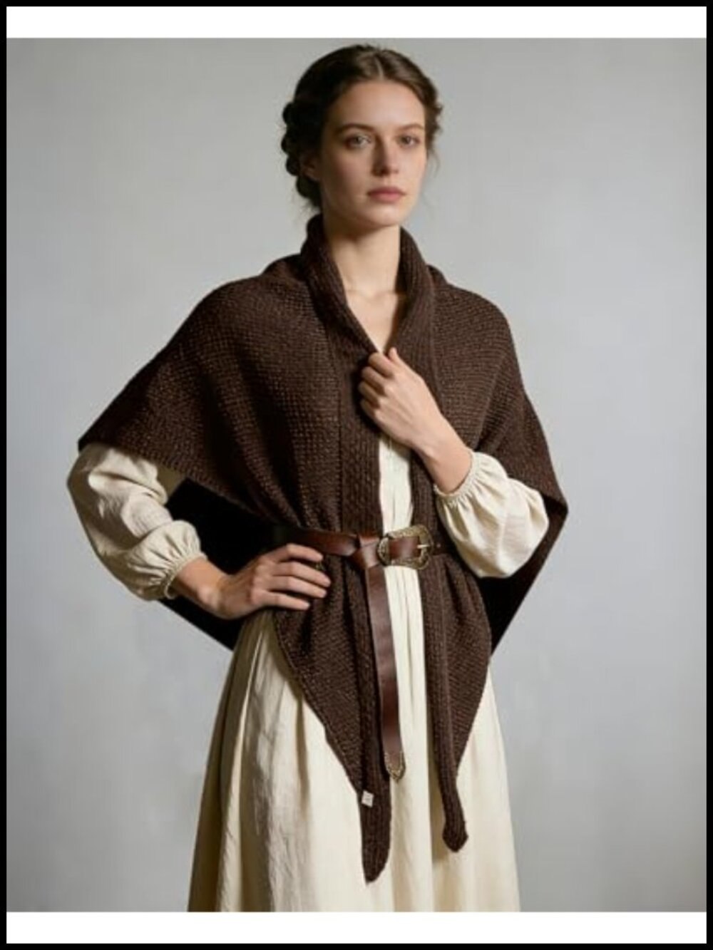 Medieval Renaissance Knit Triangle Shawl Wrap Ren Faire Cosplay - Picture 2 of 4